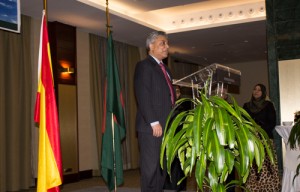 Bangladesh Ambassador Don Ikhtiar M. Chowdhury, addresses those gathered for the National Day of his country.