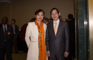 Political counselor of the Embassy of the People's Republic of China in Spain, Huang Yazhong, with his wife, Wang Liying.