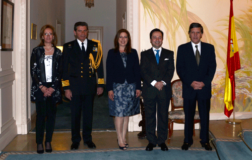 Right to left, greek ambassador to Spain, Franciscos Verros, with diplomatic members of reception comitee for the National Day of Greece.