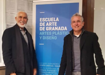 Philippe Dodard y el director de la Escuela de Arte de Granada, Blas Calero.