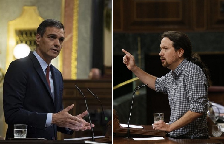 Sánchez and Iglesias during the debate / Photos: Pool Moncloa/Borja Puig de la Bellacasa and Congress