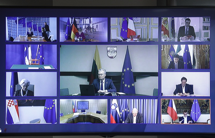 Imagen del Consejo Europeo por videoconferencia. / Foto: UE