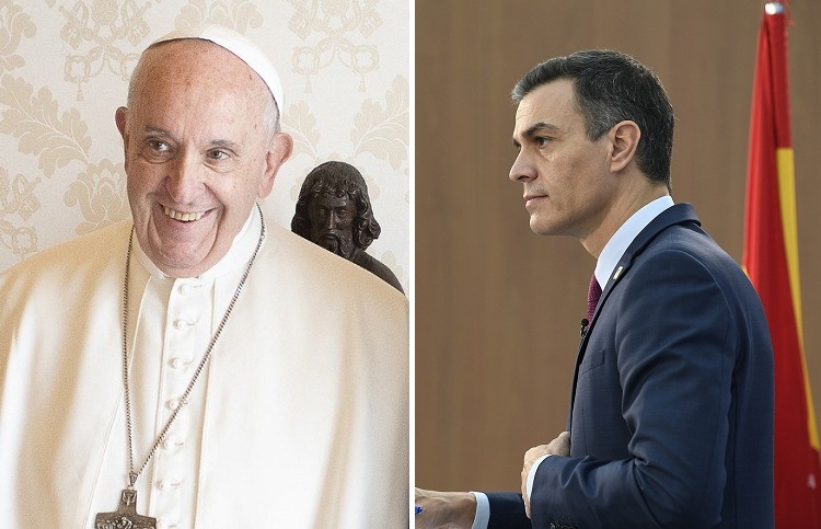 El Papa Francisco y Pedro Sánchez. / Fotos: Vatican News y Pool Moncloa / Borja Puig de la Bellacasa
