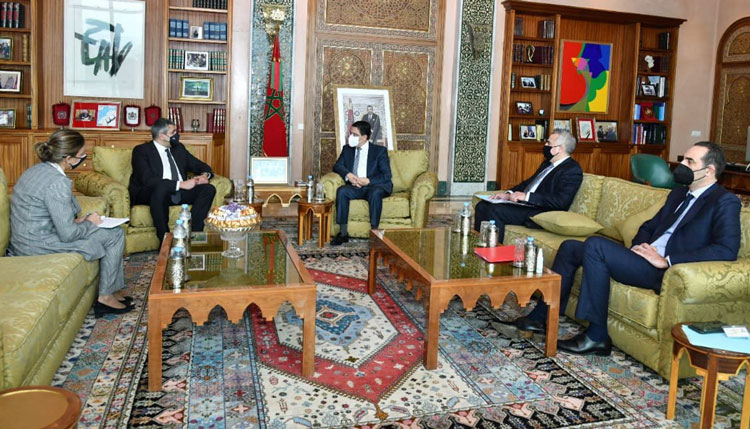 Zurab Pololikashvili, durante la reunión que mantuvo con el ministro de Exteriores marroquí, Nasser Bourita./ Foto : Twitter