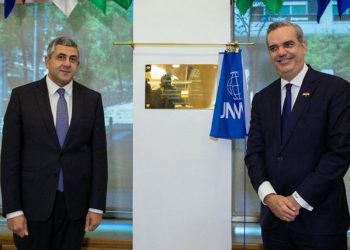 Zurab Pololikashvili y Luis Abinader, en la sede de la Organización Mundial del Turismo./ Fotos: OMT
