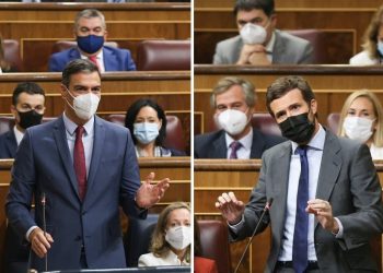 Sánchez y Casado durante el debate. / Fotos: Congreso