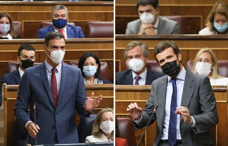 Sánchez y Casado durante el debate. / Fotos: Congreso
