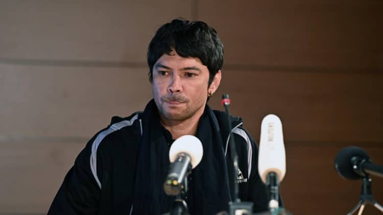 Yunior García, during the press conference.