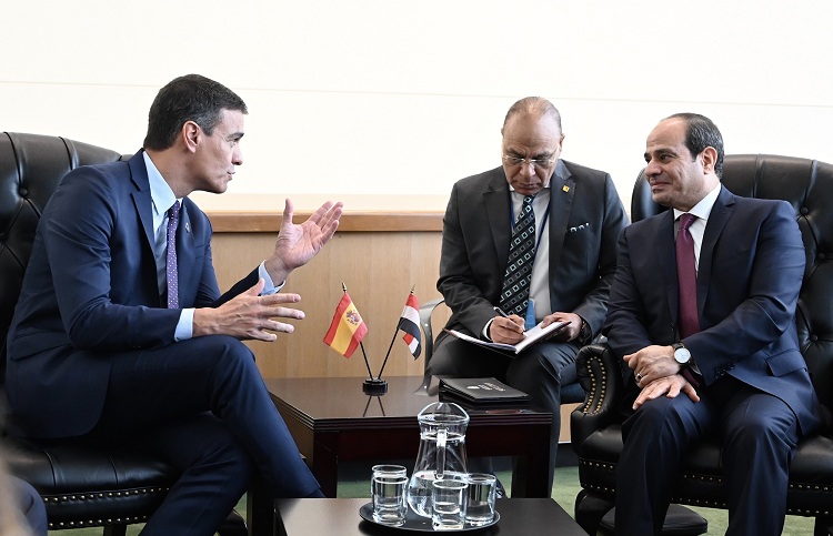 Sánchez junto a Al Sisi en los márgenes de la Asamblea General de la ONU en 2019. / Foto: Pool Moncloa/Borja Puig de la Bellacasa