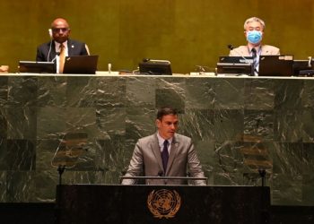 Pedro Sánchez durante la 76 Asamblea General de la ONU. / Foto: Pool Moncloa/Borja Puig de la Bellacasa