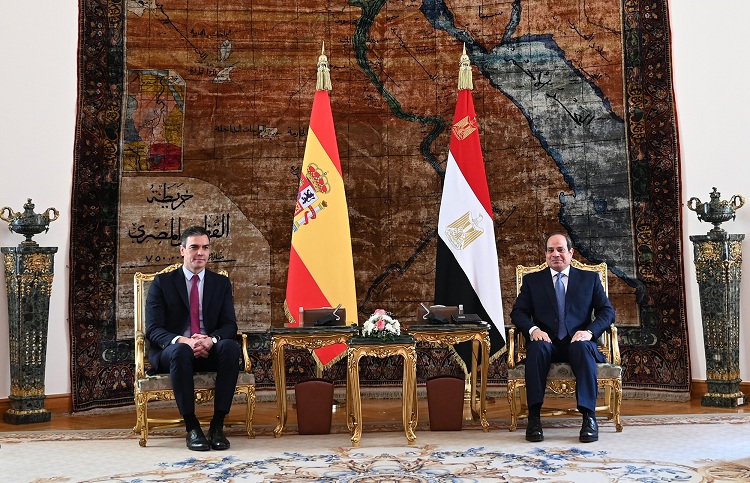 Pedro Sánchez during his meeting with Abdelfatah al Sisi. / Photo: Pool Moncloa/Borja Puig de la Bellacasa