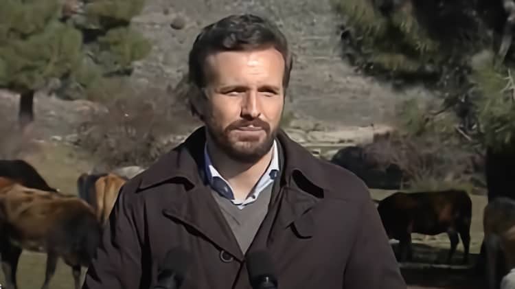 PP president visited an intensive livestock farm in Las Navas del Marques on Friday / Image: YouTube