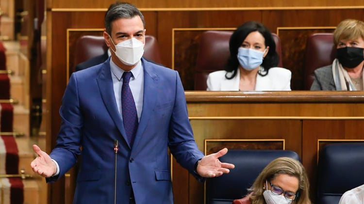 Sánchez, durante su intervención en la última sesión de control en el Congreso./ Foto: Pool Congreso