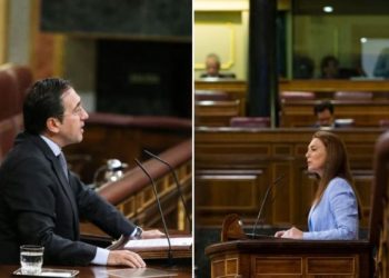 Albares and Martínez during the debate. / Photos: Congreso