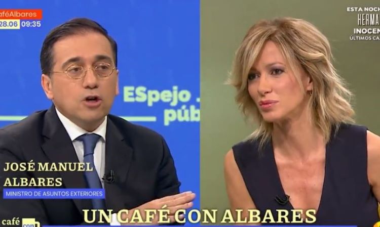 Albares during the interview. / Photo: Antena 3 Twitter