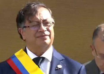The president of Colombia, Gustavo Petro, at his inauguration.