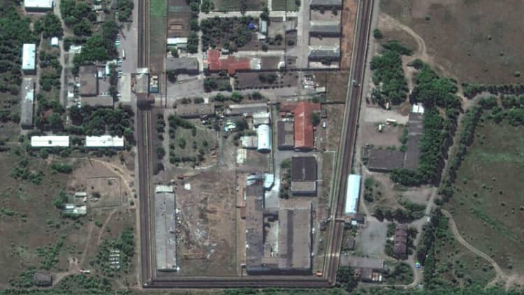 Imagen de satélite del centro de Olenivka.