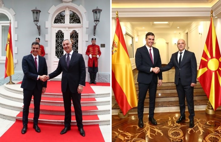 Pedro Sánchez con los presidentes de Montenegro y Macedonia del Norte. / Foto: Pool Moncloa/Fernando Calvo