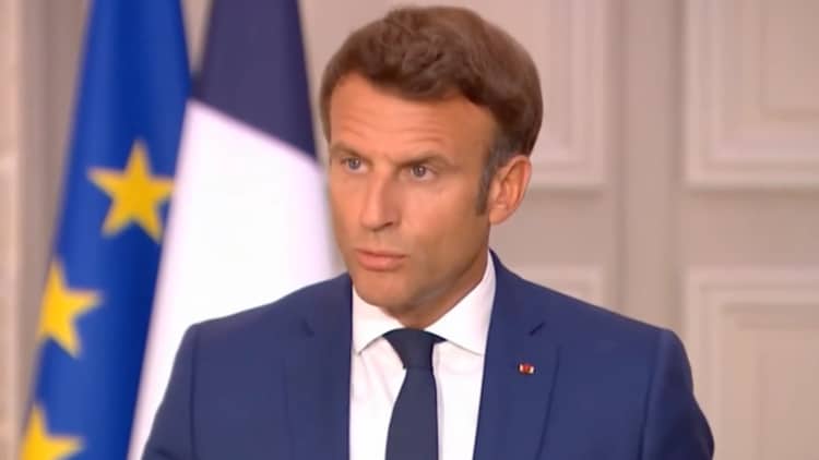 The French President, during the press conference.