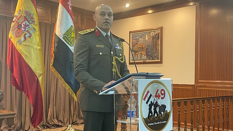 El coronel Mohamed Moawad durante su discurso./ Foto: AR