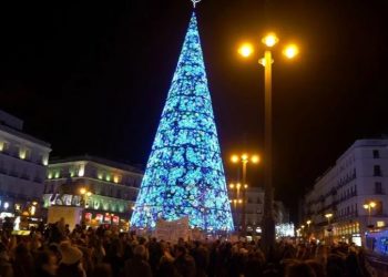 Christmas tree at Puerta del Sol in Madrid.
