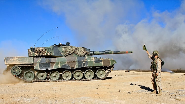A Leopard 2A4 of the 'Montesa' Regiment in Ceuta./ Photo: Ejército de Tierra