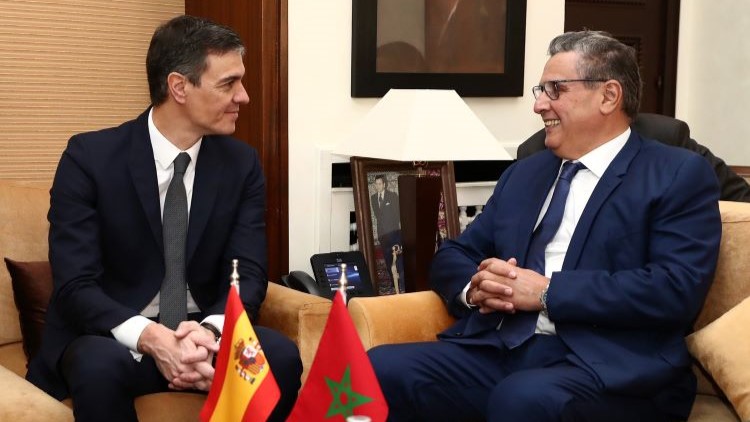 Pedro Sánchez durante su reunión bilateral con Aziz Akhannouch. / Foto: Pool Moncloa/Fernando Calvo