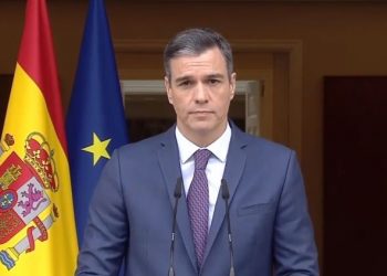 Sánchez during the statement. / Photo: Moncloa Twitter