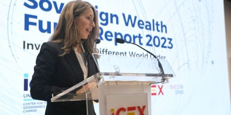 Xiana Méndez during the presentation of the report. / Photo: ICEX
