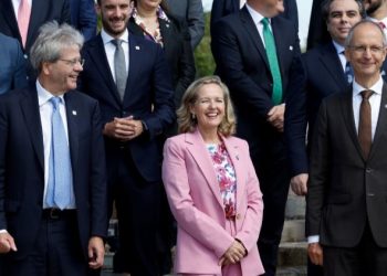 Calviño en la foto de familia del Ecofin./ Foto: Presidencia Española