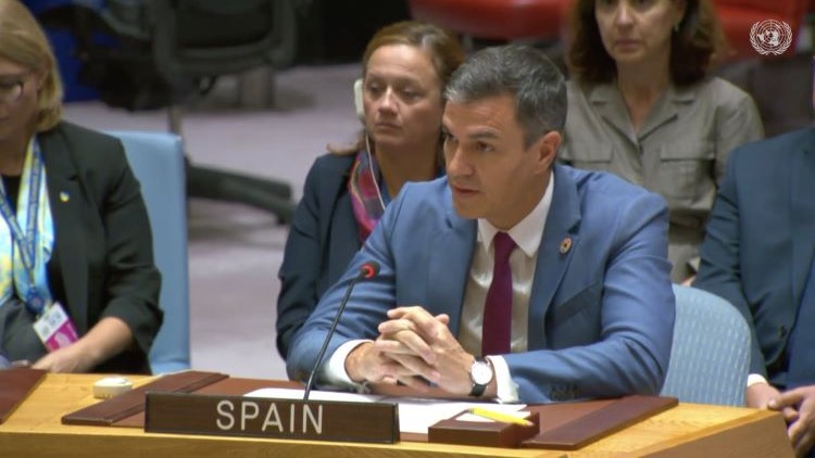 Sánchez en la reunión del Consejo de Seguridad. / Foto: Moncloa