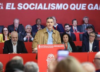 Pedro Sánchez, during his speech at the Socialist International./ Photo: PSOE