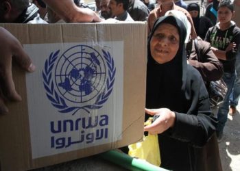 Una mujer recibe ayuda humanitaria de la Agencia de las Naciones Unidas para los Refugiados de Palestina./ Foto: UNRWA