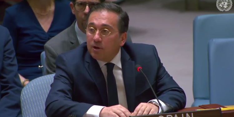 Albares during his intervention. / Photo: YouTube/UN