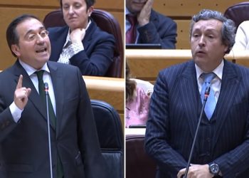 El ministro Albares e Íñigo Fernández (PP) durante el debate. / Foto: YouTube/Senado