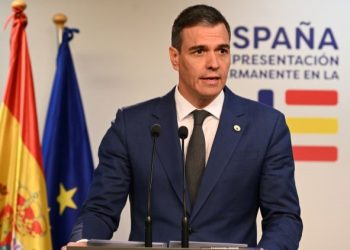 Pedro Sánchez durante la rueda de prensa. / Pool Moncloa/ Borja Puig de la Bellacasa